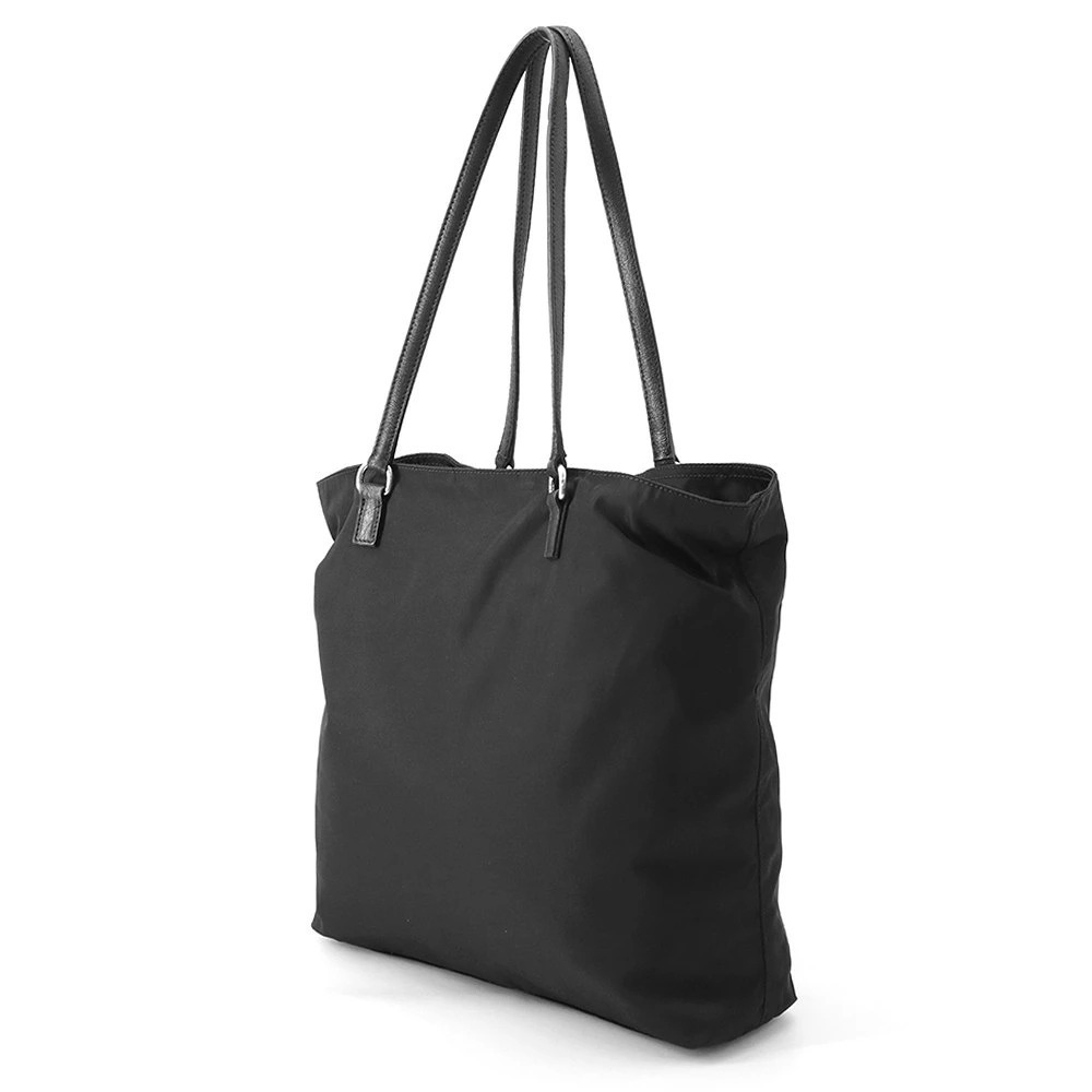 Prada Triangle Saffiano Black Bag Tessuto Tote Black